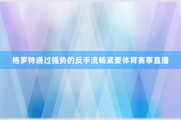 格罗特通过强势的反手流畅紧要体育赛事直播
