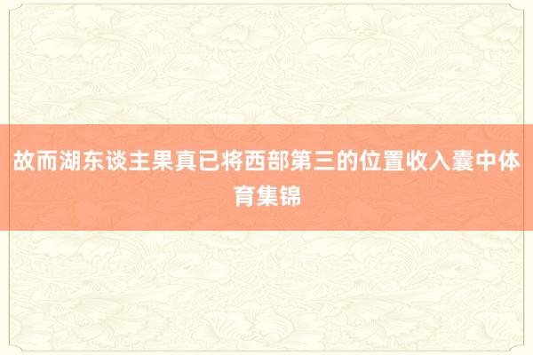 故而湖东谈主果真已将西部第三的位置收入囊中体育集锦