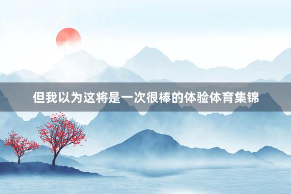 但我以为这将是一次很棒的体验体育集锦