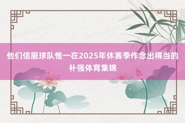 他们信服球队惟一在2025年休赛季作念出得当的补强体育集锦