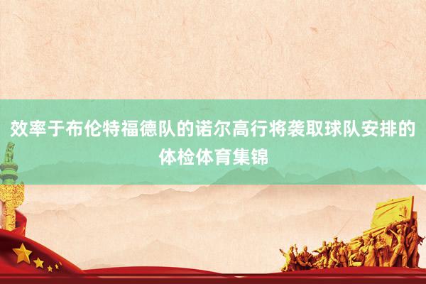 效率于布伦特福德队的诺尔高行将袭取球队安排的体检体育集锦