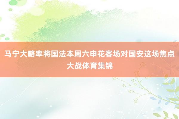 马宁大略率将国法本周六申花客场对国安这场焦点大战体育集锦