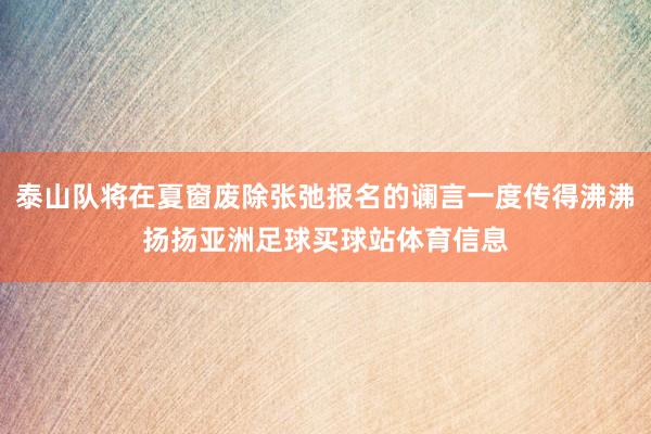 泰山队将在夏窗废除张弛报名的谰言一度传得沸沸扬扬亚洲足球买球站体育信息