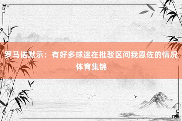 罗马诺默示：有好多球迷在批驳区问我恩佐的情况体育集锦