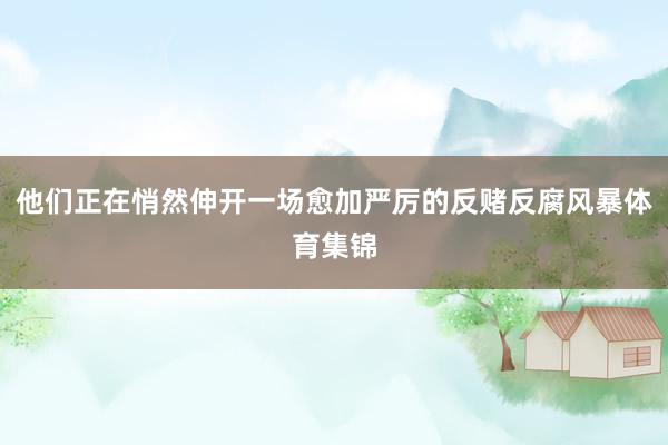 他们正在悄然伸开一场愈加严厉的反赌反腐风暴体育集锦
