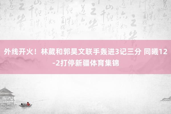 外线开火！林葳和郭昊文联手轰进3记三分 同曦12-2打停新疆体育集锦