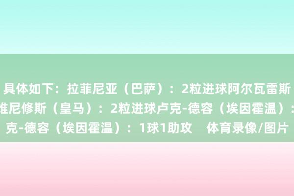 具体如下：拉菲尼亚（巴萨）：2粒进球阿尔瓦雷斯（马竞）：2粒进球维尼修斯（皇马）：2粒进球卢克-德容（埃因霍温）：1球1助攻    体育录像/图片