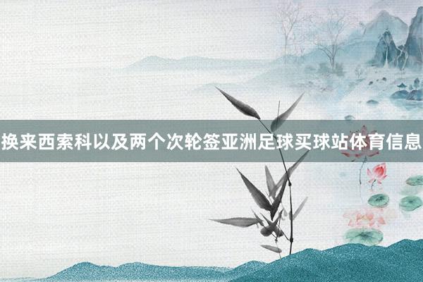 换来西索科以及两个次轮签亚洲足球买球站体育信息