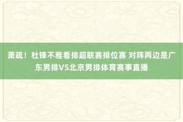 萧疏！杜锋不雅看排超联赛排位赛 对阵两边是广东男排VS北京男排体育赛事直播