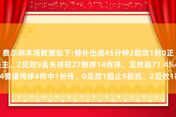 费尔明本场数据如下:替补出战45分钟2助攻1射0正预期进球0.083过东谈主、2见效9丢失球权27触球14传球、见效能71.4%4要道传球4传中1长传、0见效1阻止5抵抗、2见效1被过获评7.3分    体育集锦