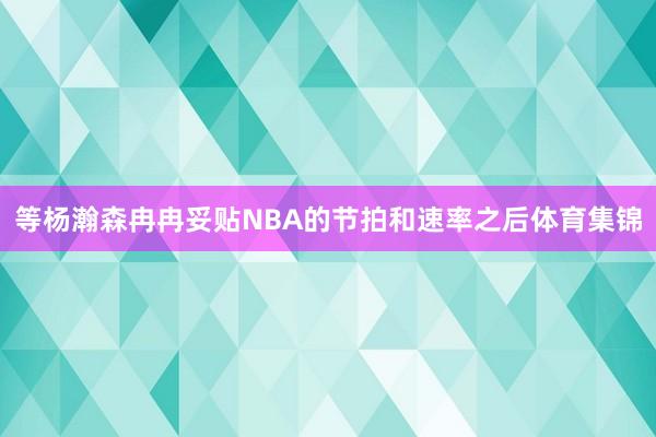 等杨瀚森冉冉妥贴NBA的节拍和速率之后体育集锦